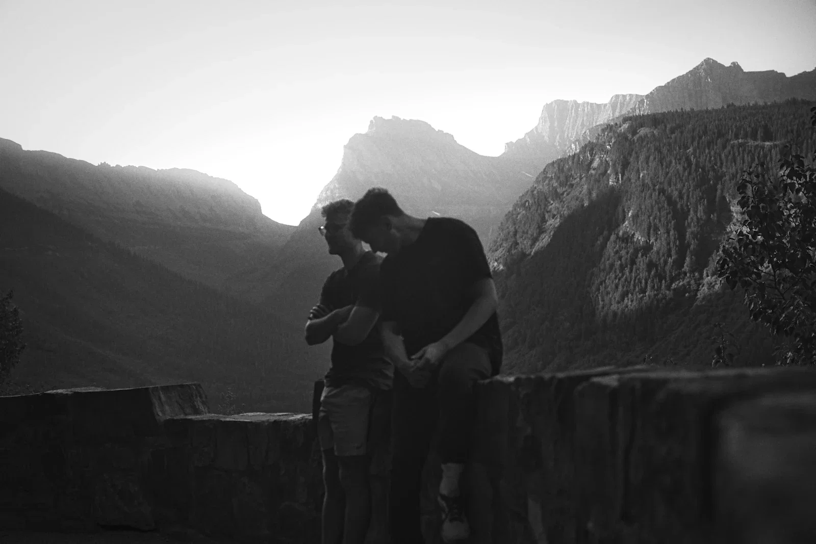 Travelers exploring a scenic destination